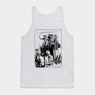 No Background Horse Carriage Buffalo Bill Western Robbery Cowboy Retro Comic Tank Top